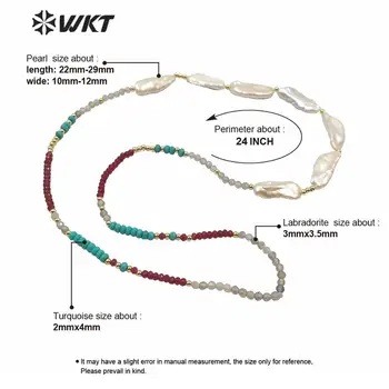 WT-JN124 WKT design Exclusiv face parte strand baroc, colier de perle femei de 24 de inch lung pearl margele colier casual