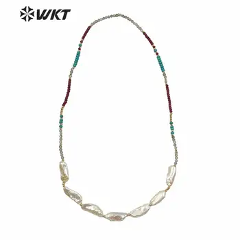WT-JN124 WKT design Exclusiv face parte strand baroc, colier de perle femei de 24 de inch lung pearl margele colier casual