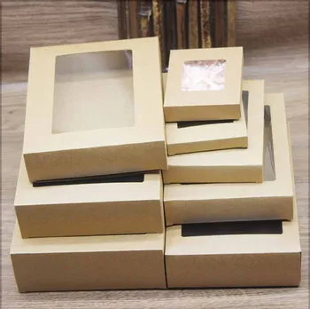 De vânzare la cald nou 20buc DIY cutie de cadou cu fereastra de Epocă kraft cutie de bomboane tort de Ambalare Pentru Nunta petrecere acasă cu provizii de ambalare cutie