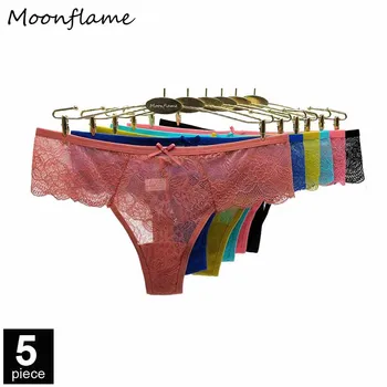 Moonflame 5 Buc/Lot 2021 Vânzare Fierbinte Lenjerie Sexy Femei Dantelă Transparentă din Bumbac Chilotei Tanga M L XL 87403