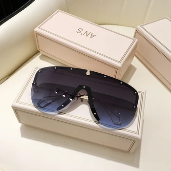 2021 Noi ochelari de Soare Femei Sau Bărbați Supradimensionate, Ochelari de Degrade Maro Roz fără ramă Ochelari de Soare pentru Femei Cadouri de Designer de Brand Uv400