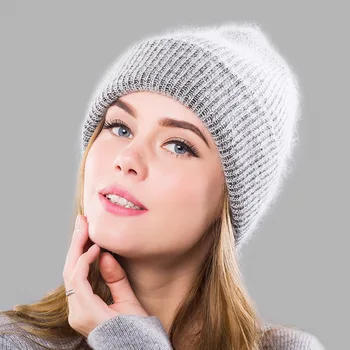 Pălării de iarnă pentru Femei blană de Iepure Beanie Pălărie de sex Feminin Tricotate Chelioși Căciuli Solidă Lână Moale Toamna Iarna Cașmir Capace Capota