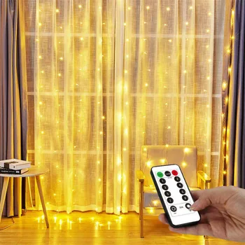 3M LED-uri de Crăciun de Basm Șir de Lumini Acasă Fereastra Dormitorului de la Distanță de Control USB de Anul Nou Ghirlande Cortina Lămpi de Vacanță Decoruri