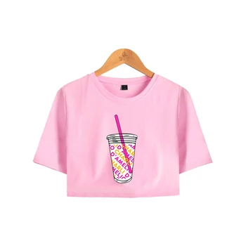 Harajuku Fata Sexy T-Shirt charli damelio merch O-neck Crop Topuri Scurte T-shirt Sexy Cafea cu Gheata Stropi Expuse buric Tshrit