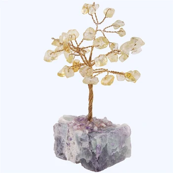 WALUOLAN 8CM Inaltime de Cristal Norocos Bani de Piatră Copac Ornamente Figurine Feng Shui pentru Bogatie si Noroc Decor de Birou Acasă BirthdayGift