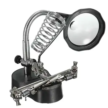 Sudare Lupa cu Lumina LED 3X obiectiv Auxiliar Clip Lupă Lupă de masă a Treia Mână Lipit de Reparare