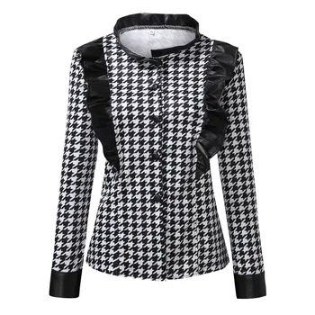 Femei Iarna Bluze 2021 Moda Mozaic de Tricotat Topuri Doamnelor Îmbrăcăminte Simplă Slim de zi cu Zi Petrecere Bluza Топ Кружевной R1