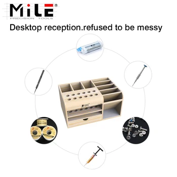 MILE Multifunctional Cutie de Depozitare din Lemn de Reparatie Telefon Mobil Desktop Depozitare Șurubelniță Penseta Suport Magnetic Piese Cutie de Instrument