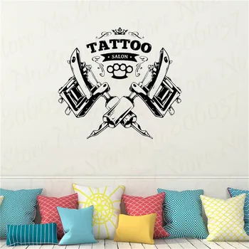 Salon de tatuaj de Perete sticker Salon de Tatuaj este detasabila Vinil perete decal tattoo Shop Logo-ul Arta de Perete Decor decalcomanii WL1966
