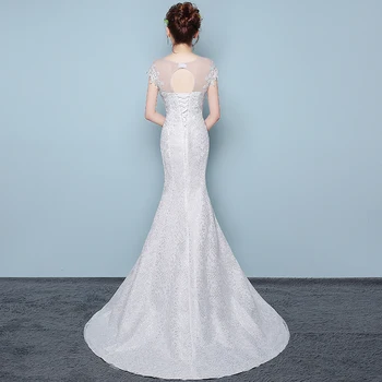 DongCMY LD0814 rochie de Mireasa Vestido de noiva New Sosire lungă Căsătorit culoare alb Sirena bandaj Rochie de Mireasă