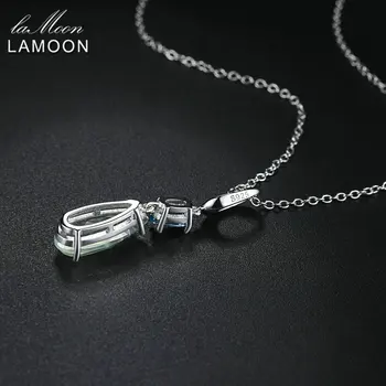 LAMOON Piatră prețioasă Naturale Prehnite & Topaz Argint 925 Lant Colier Pandantiv S925 Argint Culoare Bijuterii pentru Femei LMNI063