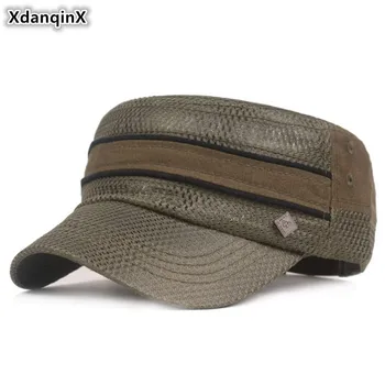 XdanqinX de Vară pentru Bărbați Capac ochiurilor de Plasă Respirabil de Sus Plat Pălărie de Ventilație Militare Pălării Dimensiuni Reglabile Marca Capace Pentru Bărbați Și Femei