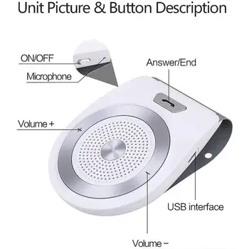 Auto Bluetooth 4.1 Handsfree Car Kit-Parasolar Clip Receptor Vorbitor Player Audio Puternic de Muzică fără Fir Difuzor Telefon Spe B6M1