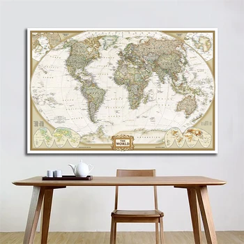 150x225cm Harta Lumii Postere si Printuri de Învățământ Arta de Perete, tablouri pe panza Picturi pentru Office Home Decor