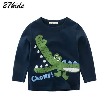 27kids 2-9ani Animal Crocodil Copii Copii cu Maneca Lunga T-Shirt de Toamnă de Primăvară de Fete Topuri cu Maneci Lungi pentru Copii din Bumbac Tricou Copil