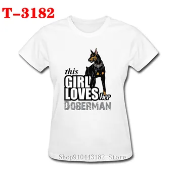 Această Fată O Iubește Caine Doberman o Femeie Haine Drăguț pentru Femei T Shirt de Vară Mâneci Scurte din Bumbac O-Neck T Shirt Pentru Femei
