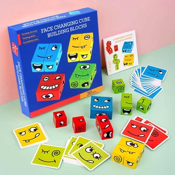 Lemn Expresia Puzzle-Uri Bloc Magic Schimbarea La Fata Cuburi Copiii Montessori Jucarii Educative Gândire Logică Cadou