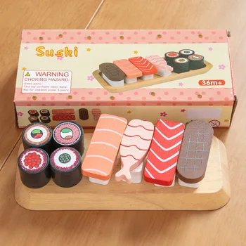 Jucarii pentru copii de Simulare Japonia, Sushi, produse Alimentare preparate din Bucătăria Set Modelul Pretinde Bucătărie de jucărie jucarii pentru Copii Jucarii din Lemn Pentru Copii