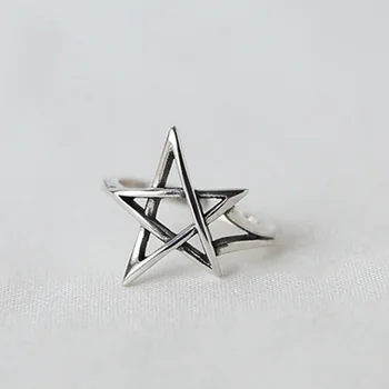 Springlight Epocă Mare Gol Steaua Inel Real Argint 925 Creative, Handmade, Designer de Bijuterii Fine Inele pentru Femei Cadouri