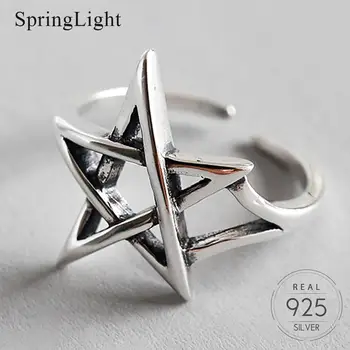 Springlight Epocă Mare Gol Steaua Inel Real Argint 925 Creative, Handmade, Designer de Bijuterii Fine Inele pentru Femei Cadouri