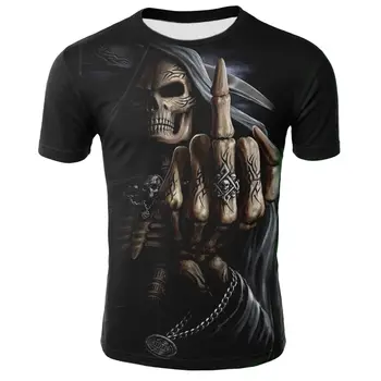 Skull T shirt pentru Bărbați Schelet de T-shirt Punk Rock Tricou Arma tricouri 3d Print T-shirt de Epocă Gotică Mens Îmbrăcăminte topuri de Vara