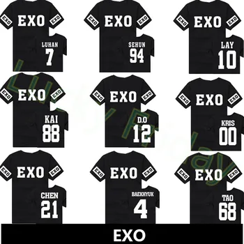Kpop EXO Kay Sehun Xiumin Baekhyun Terra Autocolant T-shirt Femei Tricou EXO Harajuku Fanii EXO Top Tee Camasa pentru Barbati