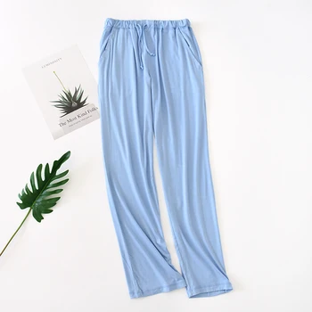 Vara și Toamna Pantaloni de Pijama Tricotate de Culoare Pură Model de Somn Fundul Somn de haine pentru Femei Cordon Subțire Vrac Lounge Pantaloni