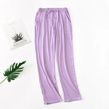 Vara și Toamna Pantaloni de Pijama Tricotate de Culoare Pură Model de Somn Fundul Somn de haine pentru Femei Cordon Subțire Vrac Lounge Pantaloni