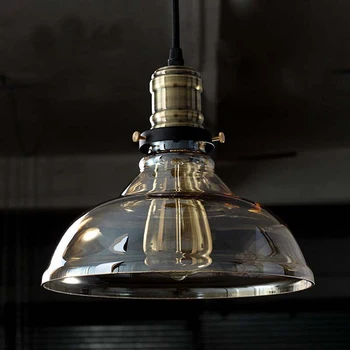 American Rural Pandantiv de Sticlă lampă retro dia 25cm clar/galben culoare abajur de sticla Bar/Restaurant Creativ industriale lampa