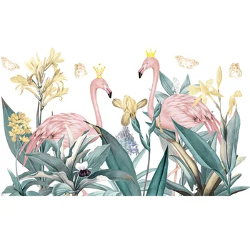Noi Nordic Flamingo Iubitorii de Iarbă Verde Autocolante de Perete camera de zi Dormitor, camera pentru Copii Decor Detașabil de Vinil de Perete Decalcomanii