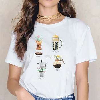 Femei tricou 2020 floare nouă ghid de cafea noutate grafic teuri femme alb vintage tricou top de vara haine de femeie t-shirt
