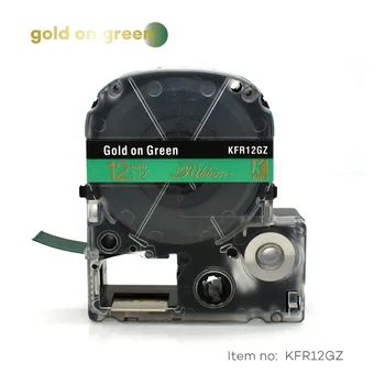 Panglica de Satin 12mm*5m de aur pe etichetă verde bandă SFR12GZ LA-4GKK pentru cadou de nunta Petrecere de Crăciun pentru epson printer LW300 LW400