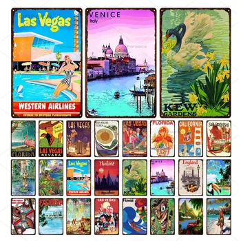 Las Vegas, Orașul Metal Semne Bărbat și Femeie World Travel Peisaj Staniu Plăci Casa Moderna de Decorare Arta de Perete de Epocă de Fier Pictura