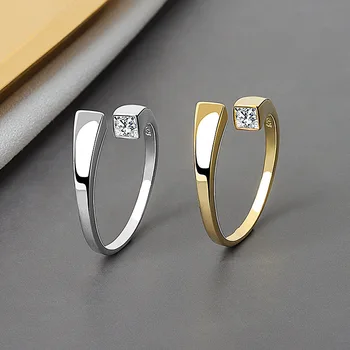 SIPENGJEL Moda Zircon Cubic de Aur de Argint de Culoare Deschisă Inele Geometrice Epocă Ins Inele Pentru Femei Bijuterii de Nunta
