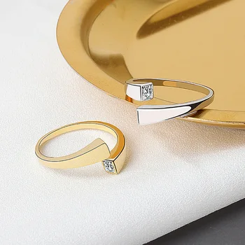 SIPENGJEL Moda Zircon Cubic de Aur de Argint de Culoare Deschisă Inele Geometrice Epocă Ins Inele Pentru Femei Bijuterii de Nunta
