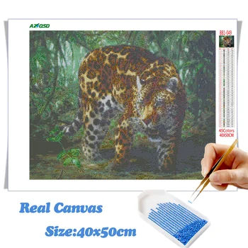 AZQSD Diamant Pictura leopard Pădure de Perete de Arta Artizanat 3D DIY Diamant Broderie Animal Plin Patrat/Rotund Burghiu Decor Acasă