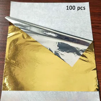 100 de Coli/Pachet Arta Ambarcațiuni de Hârtie 14*14cm DIY Decorare Folie de Aluminiu Aurire Folie de Hârtie Imitație de Aur, Argint