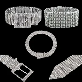 2019 Nouă De Argint Stras Completă Diamante Pentru Femei De Moda Curea Paiete Corset Centura Harajuku Doamnelor Talie Farmec Accesoriu Dimensiune Fierbinte