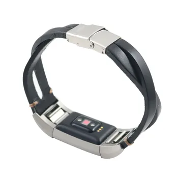 GEMIXI Watchbands Curea din Piele Trupa Curea din Otel Inoxidabil Catarama Clasica Bratara de Înlocuire Pentru Fitbit Charge 2 200mm
