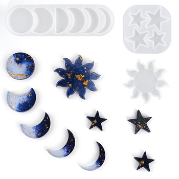 Eclipsa de Luna, Stele, Soare Mucegai Silicon Pentru DIY Rășină Epoxidică Cristal Mucegai Pandantiv Bijuterii de Luare a Mucegai Decor Acasă