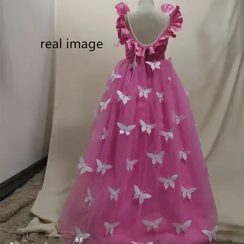 Fluture PearlsFlower Fata Rochii de Nunta Elegante de Ziua Rochie cu Maneci Scurte Rochie de Bal TUTU Drăguț Rochie de Printesa Copii