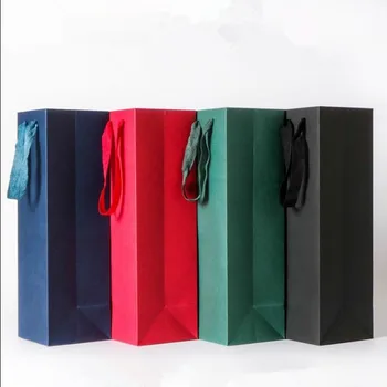 Noua creatie de ambalare saci de hârtie cutie de cadou cu snur pentru vin roșu ulei champange sticla purtător cadou titular de vin de ambalare