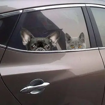 Amuzant 3D Câine Pisică Jumătate de față cu ochiul Masina autocolant de Perete de fundal de Artă decalcomanii de decoratiuni de animale drăguț autocolante de perete pentru decor acasă