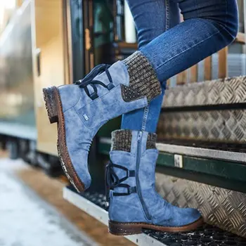 2020 Femei De Iarnă De La Jumătatea Vițel Cizme Turma Pantofi De Iarna De Moda Doamnelor Cizme De Zapada Pantofi Coapsei Mare De Piele De Căprioară Cald Botas Zapatos De Mujer