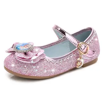Fete Pantofi de Nunta cu Sclipici Nou Brand Plat Tocuri Copii Elsa Printesa Sandale de Dans Copii Petrecere de Moda Pantofi cu Arc Adidași