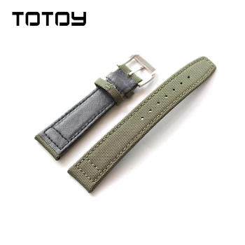TOTOY Panza + Piele Watchbands, 20MM 21MM 22MM Piele Moale Watchbands, Potrivit Pentru Barbati Watchbands, Livrare Rapida