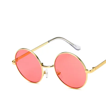 Moda Noua 2020 Rotund ochelari de Soare Femei Vintage Cadru Metalic Roz Galben Lentile Colorate Umbra Ochelari de Soare UV400 Oculos De Sol