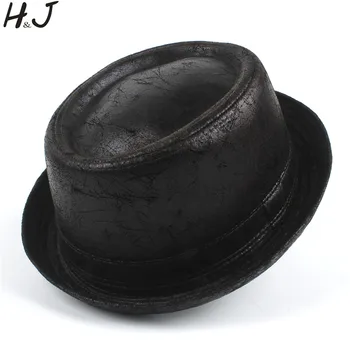 4 Dimensiuni Mari, Din Piele Pork Pie Hat Pentru Tata Fedora Pălărie Bărbați Luntraș Plat Jazz Pălăria Pentru Domnul Șăpcuța Top Tata Pălării