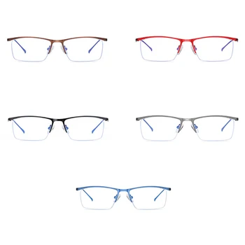 Peekaboo calculator protectia ochilor ochelari de lumină albastră jumătate rim masculin optic rame ochelari de vedere barbati metal semi-fără ramă