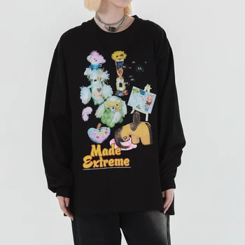 Streetwear Amuzant Desene Animate De Imprimare Tricouri 2020 Toamna Hip Hop Maneca Lunga Tricou Harajuku T-Shirt Casual Tricouri Tricouri